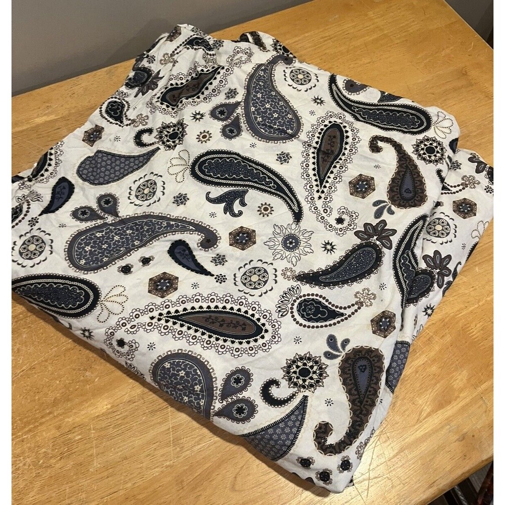 IKEA SOTBLOMSTER Blue Tan Brown Paisley‎ Medallion FULL Duvet Cover 82 X 82